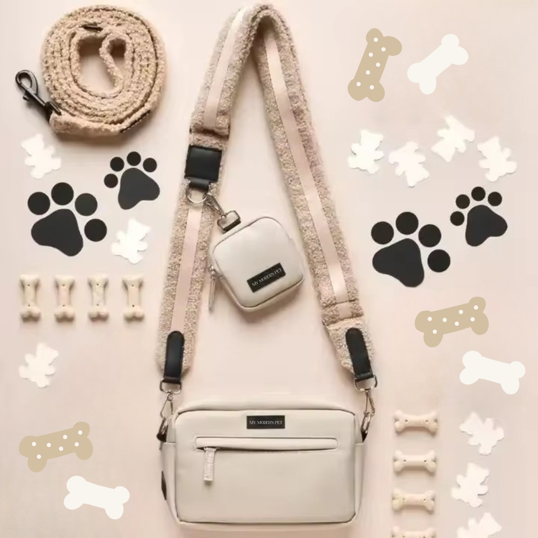 Dog Walking Desert Tan Bag Bundle- Teddy Strap