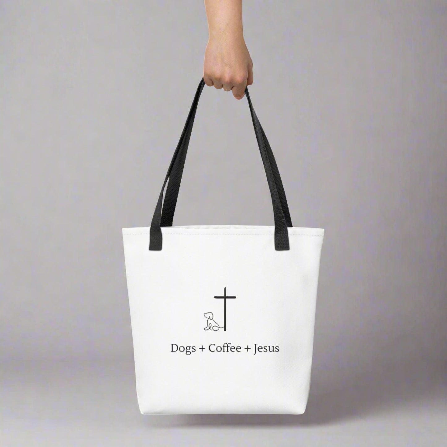 Dogs + Coffee + Jesus Tote Bag