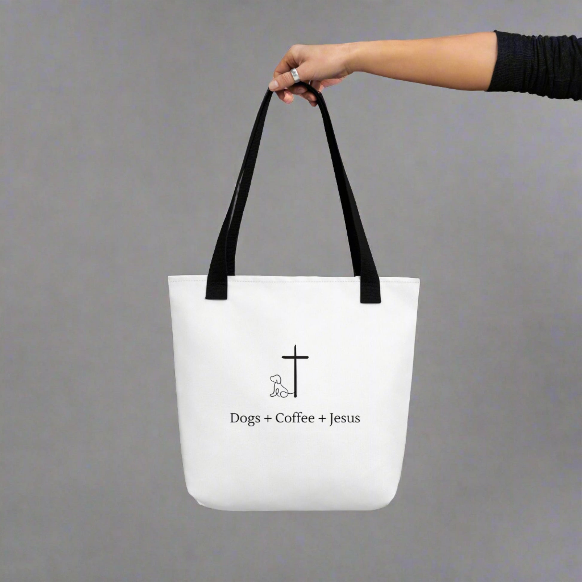 Dogs + Coffee + Jesus Tote Bag