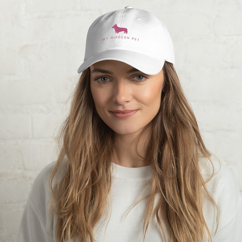 White dog dad hat pet lovers women