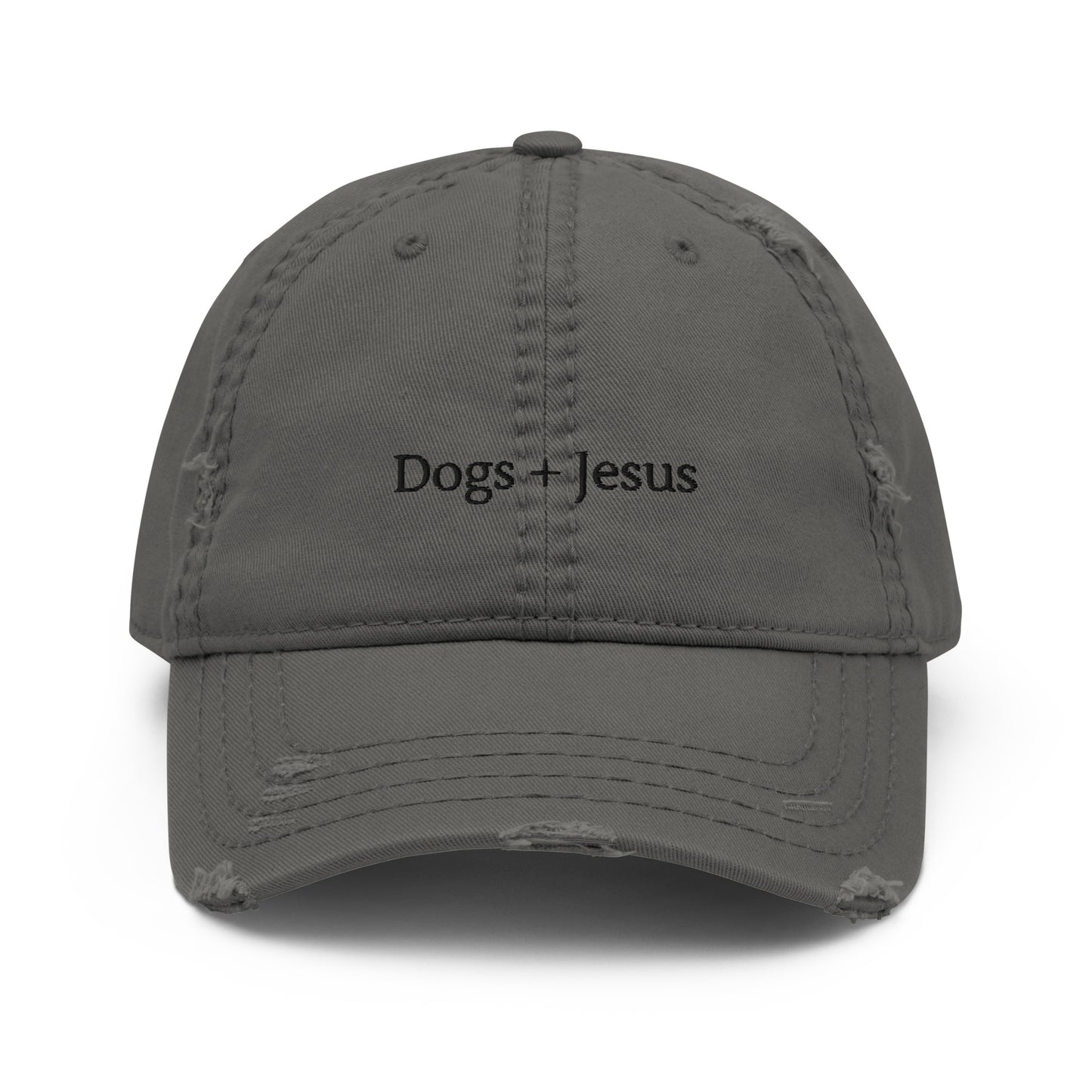 Dogs + Jesus Distressed Dad Hat