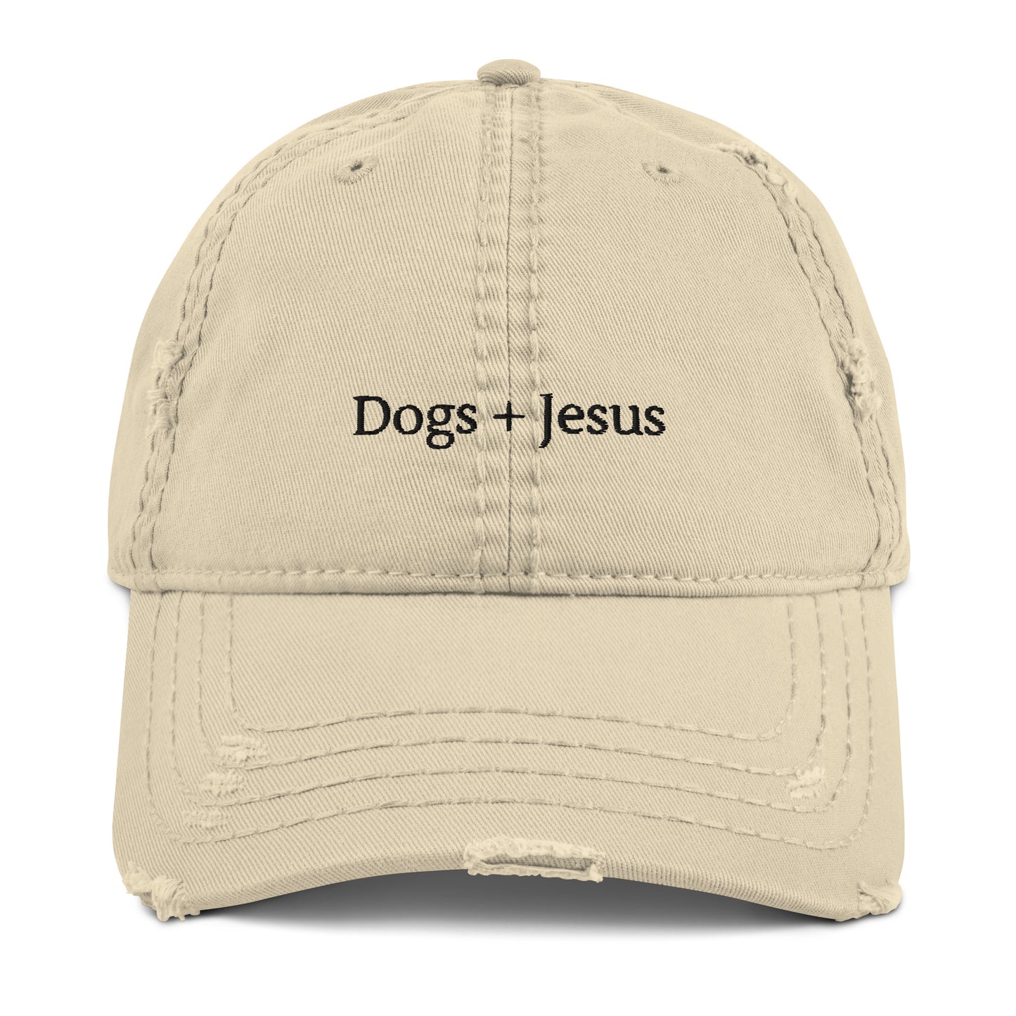 Dogs + Jesus Distressed Dad Hat