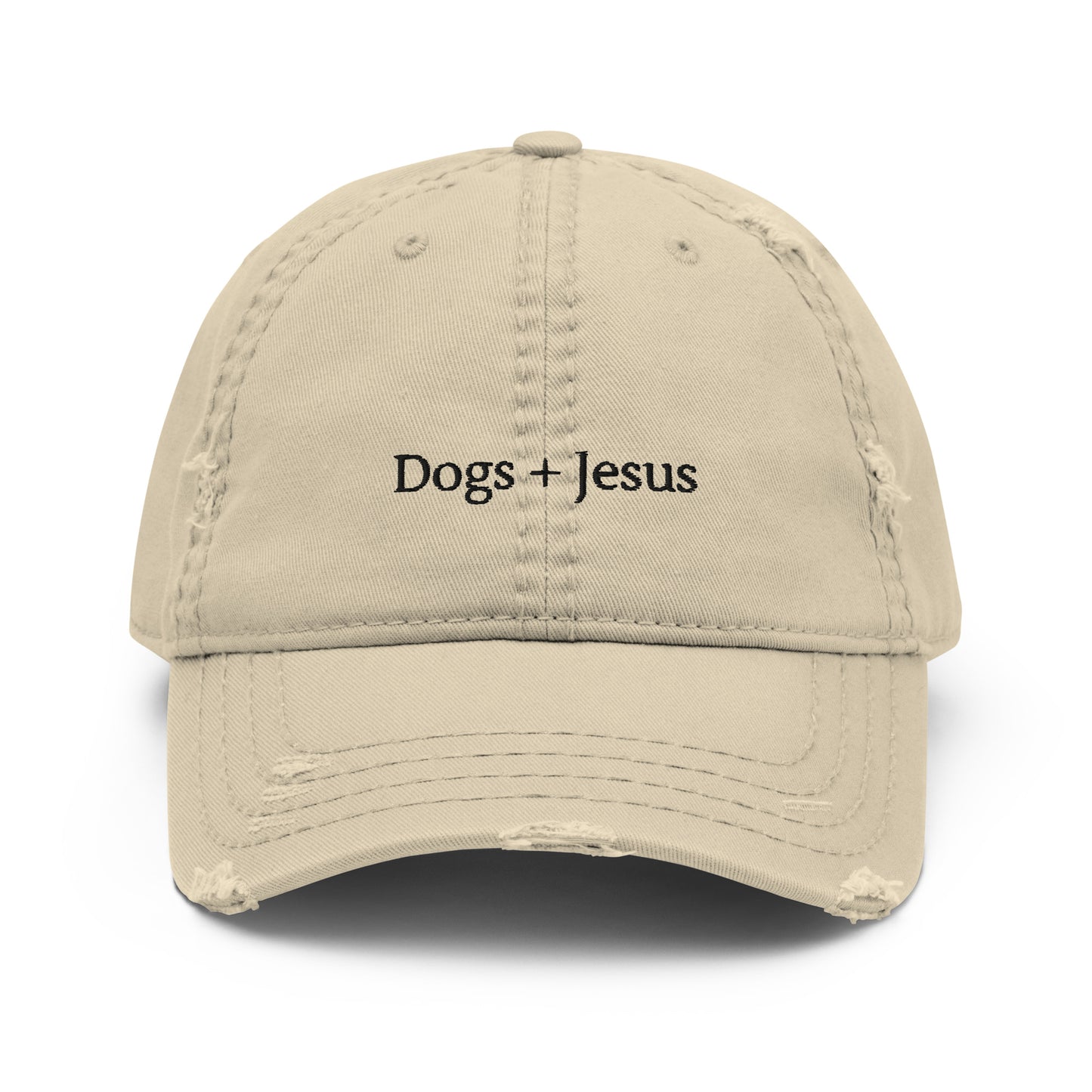 Dogs + Jesus Distressed Dad Hat