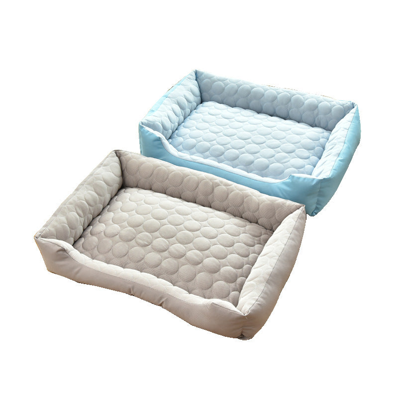 Cozy Grey and Light Blue Dog Bed