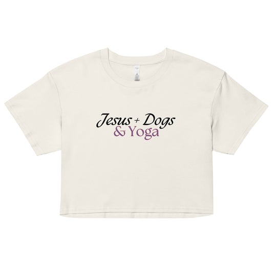 Women’s "Jesus + Dogs and Yoga" Crop Top